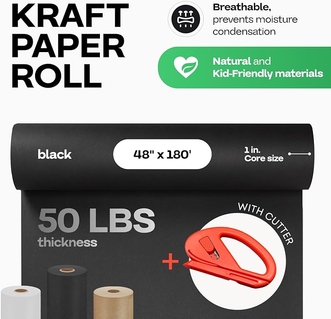 Black Kraft Paper Roll 48" x 2160" - Image 2
