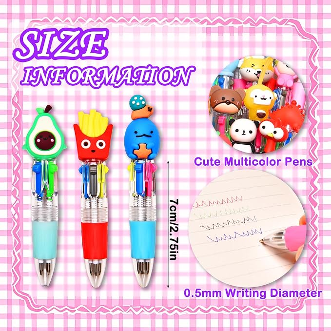 15Pcs Mini Multicolor Pens in One 4-in-1, Cute Pens Bulk - Image 2