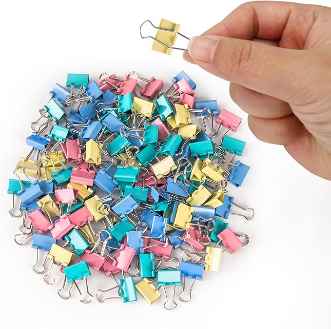 120 Pack Mini Binder Clips, Color Binder Clips, Small Paper Clips 15mm 5/8 by OWLKELA