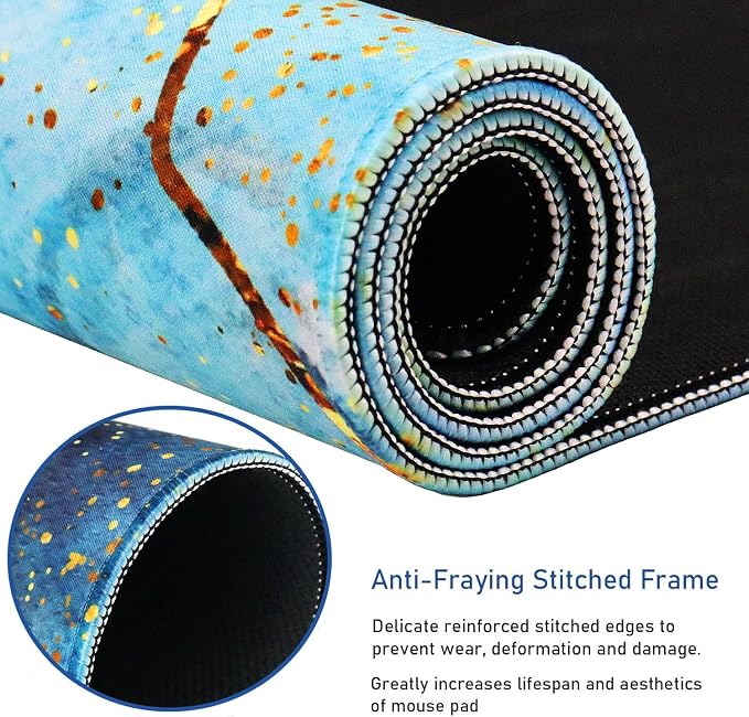 Large Mouse Pad with Stitched Edges, Durable Non-Slip Natural Rubber Base - Image 2