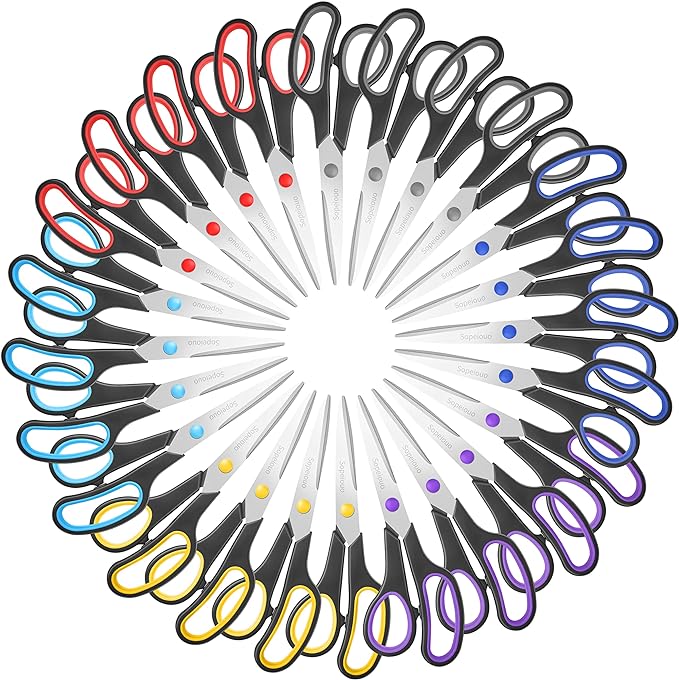 Scissors Set of 24-Pack, High/Middle School Student Teacher, Right/Left Hand by Sopeiouo