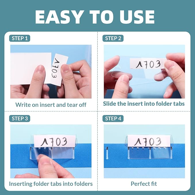 File Folder Tabs, SUNEE 100 Sets Hanging File Folder Labels Tabs and Inserts - Image 4