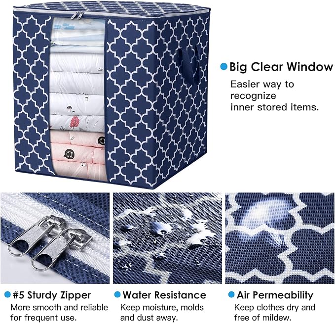 WISELIFE Storage Bags 3 Pack/100L Large Blanket Clothes Organization and - Image 3