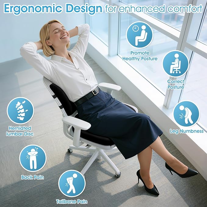 CushZone Seat Cushion, Lumbar Support Pillow - Image 2