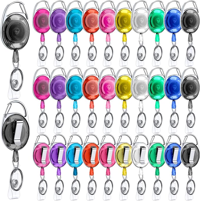 Laumoi 150 Pcs Retractable ID Badge Holder Name ID Badge Reel Clips Keychain by Unknown