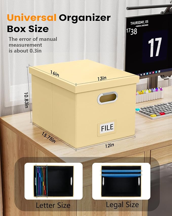 Oterri 2 Pack File Storage Organizer Box, Portable Document Box - Image 2
