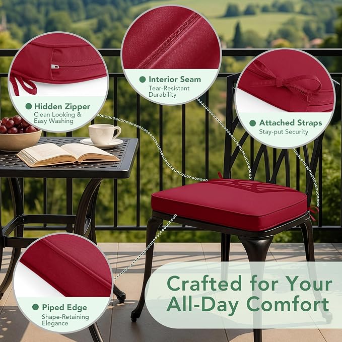 Outdoor Chair Cushions Set of 4: Waterproof & Fade Resistant Patio Furniture - Image 4