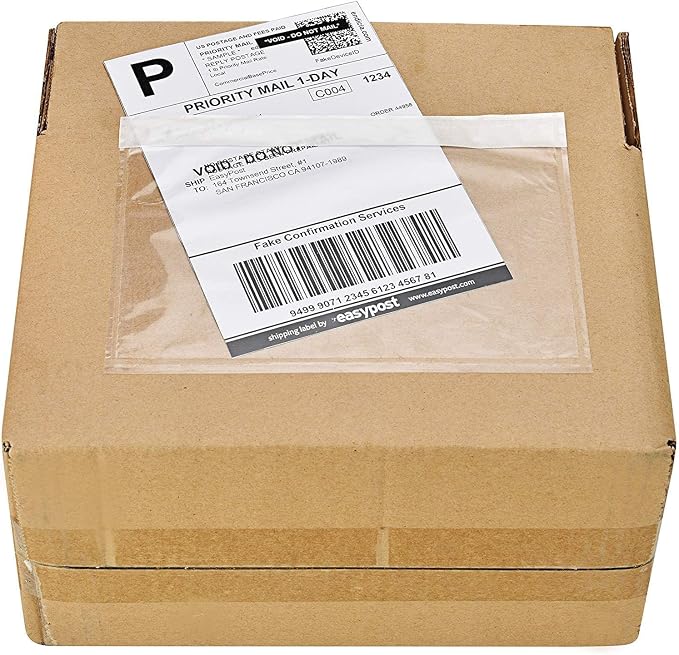 SJPACK 4000 7.5" x 5.5" Clear Adhesive Top Loading Packing List/Label Envelopes by SJPACK