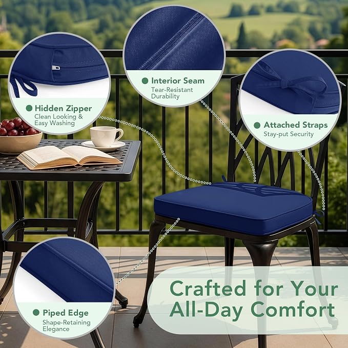 Outdoor Chair Cushions Set of 4: Waterproof & Fade Resistant Patio Furniture - Image 4