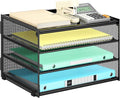 Lavatino 3-Tier Letter Tray Desk Paper Organizer – Black Mesh Metal File Tray by Lavatino
