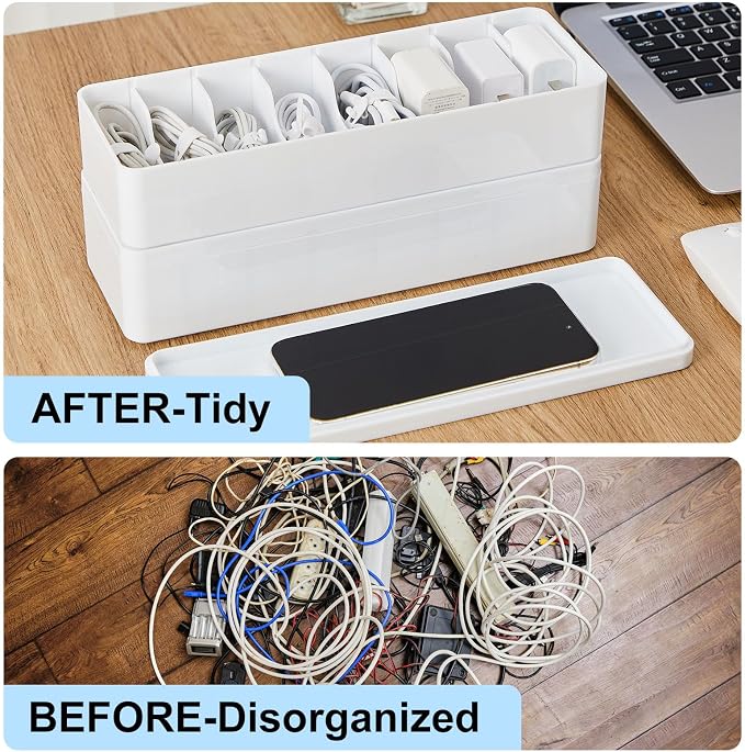 Tatuo 2 Pcs Cord Organizer for Drawer Desktop, Cable Organizer Box - Image 5