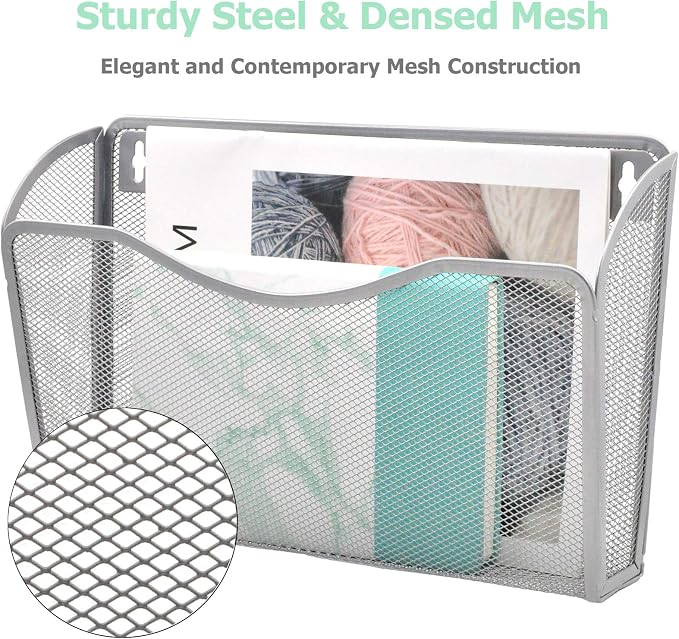EASEPRES 6 Single Pocket Mesh Hanging File Organizer, Vertical Wall Mounted - Image 4