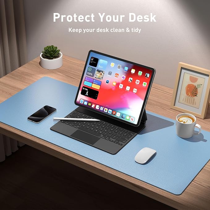 Aothia Faux Leather Desk Mat, Waterproof Desk Pad | One large surface - Image 3