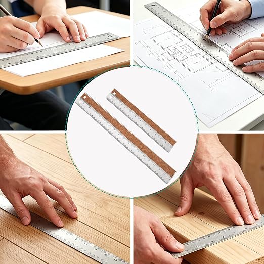 Metal Ruler 6+12+18 Inch Stainless Steel Ruler - Image 4