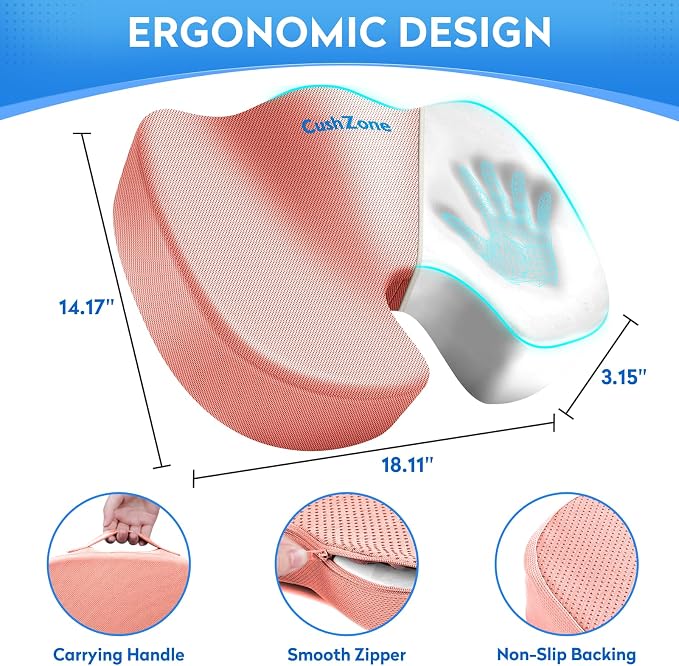 CushZone Seat Cushion, Office Chair Cushions, Car Seat Cushion, Non-Slip - Image 4
