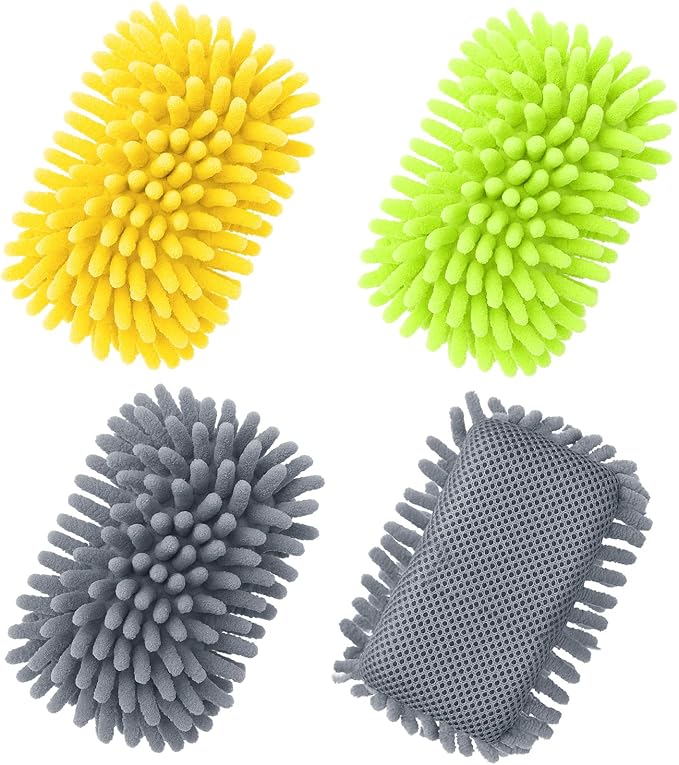 Zonon 4 Pieces Dry Erase Eraser Microfiber Shag Washable Whiteboard Eraser by Zonon