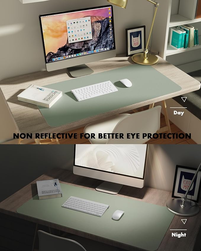 YSAGi Double-Sided Desk Pad, 31.5"x15.7"Leather Desk Mat, Eco Cork Desk Pad - Image 4