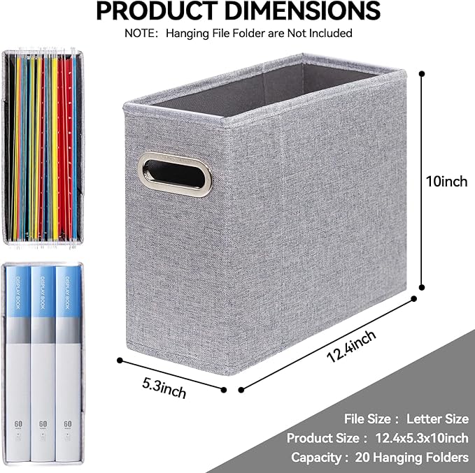 2 Packs Letter Size File Organizer, File Folders Organizer, Fabric Storage Box - Image 2