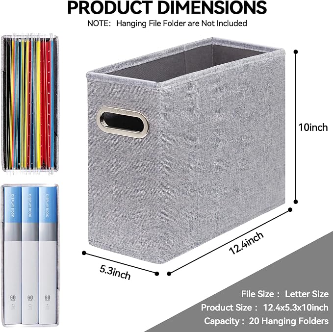6 Packs Letter Size File Organizer, File Folders Organizer, Fabric Storage Box - Image 2