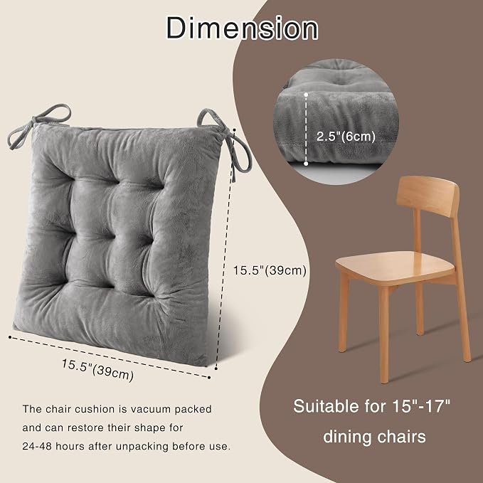 OVOV 4 Pack Chair Cushions for Dining Chairs Soft Seat Cushions for Kitchen - Image 2