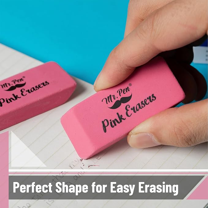 Mr. Pen- Pink Pencil Eraser Bulk, 24 Pack | Large Latex Free Block Erasers - Image 5