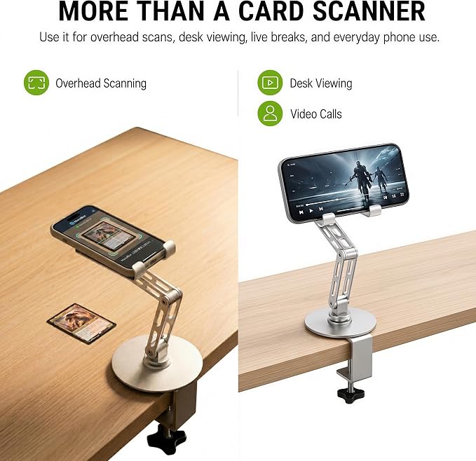 HUASAI Carbon Steel TCG Card Scanner Stand, Heavy-Duty C-Clamp Phone Holder - Image 8