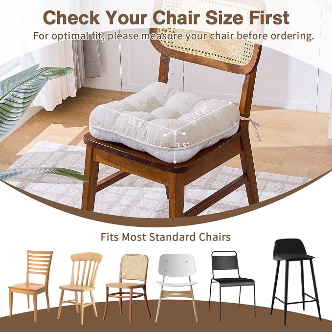 BETU Chair Cushions for Dining Chairs Set of 4, 3.5" Thick Kitchen Table Chair - Image 7
