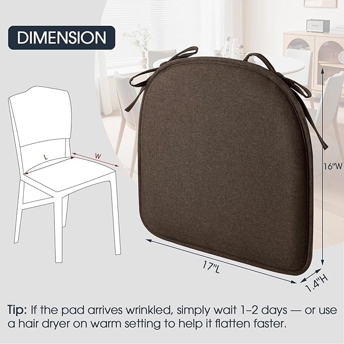 TushGuard Chair Cushions, 4 Pack Memory Foam Chair Pads, Thin Seat Cushion - Image 5