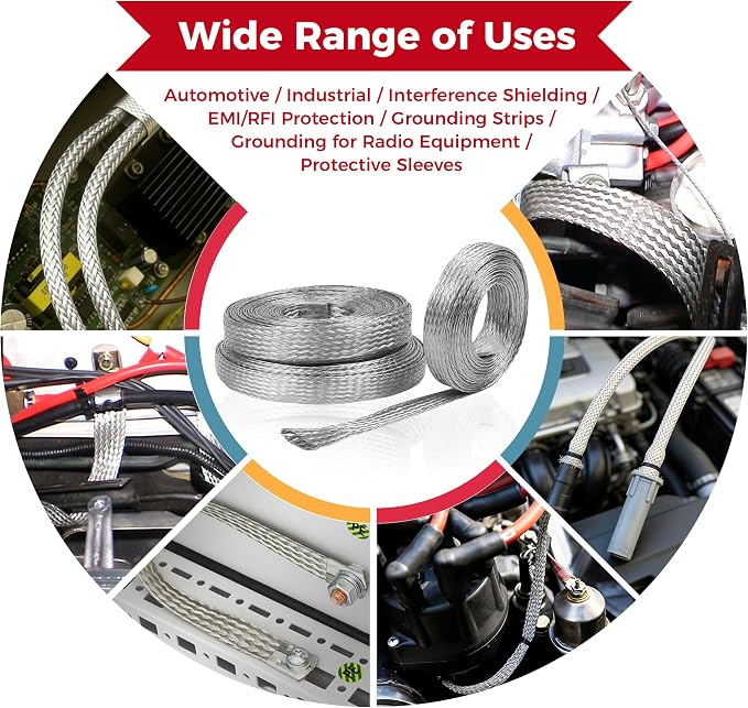 Wire Shielding Sleeve Tinned Copper Braid Ground Straps Cable Sheathing - Image 9