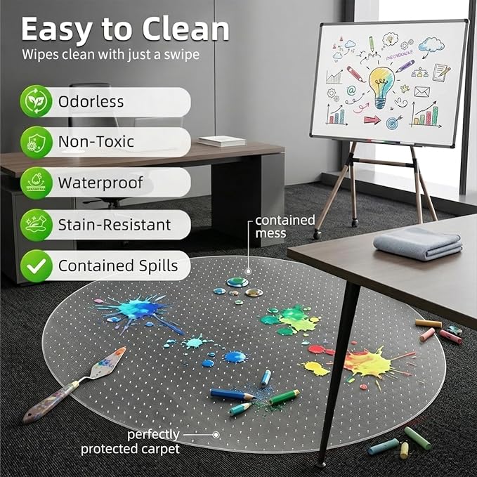 Office Chair Mat Carpet Protector: 36" x 36" Plastic Heavy Duty Computer Desk - Image 7