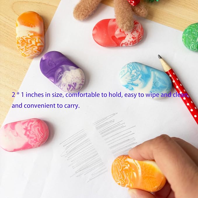 19PCS Cute Marble Erasers for Kids Bulk, Oval Fun for Classroom Back to School - Image 4