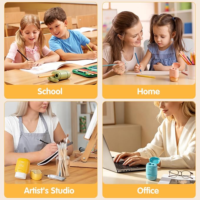 Deli Pencil Sharpener & Eraser, 4 Pack Pencil Sharpeners Manual, Dual Holes - Image 7