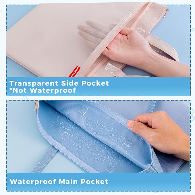 Pendancy Mesh Zipper Pouch A3 Size, Large Double Pocket Waterproof File Bag - Image 3