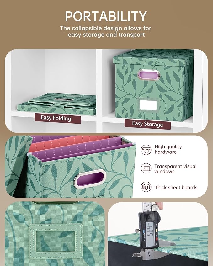 Oterri File Organizer with Lid, File Box, File Cabinet - Image 4
