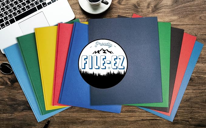 FILE-EZ Two-Pocket Folders, Dark Blue, Textured Paper, Letter Size - Image 8