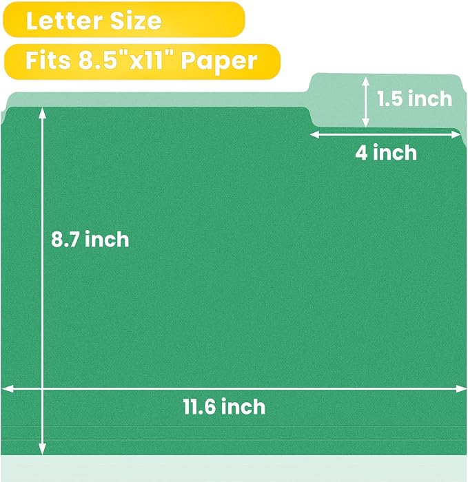 SUNEE File Folders, 120 Pack Manilla Folders 8.5 x 11, Colored File Folders - Image 2