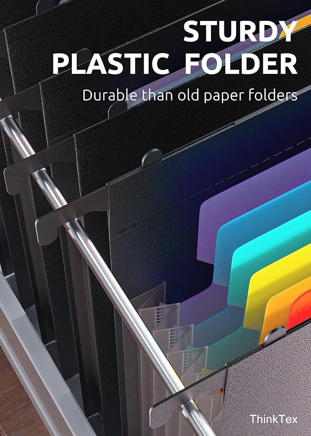ThinkTex Plastic Expanding Hanging File Folders, 7 Innovative 1.2" Accordion - Image 4