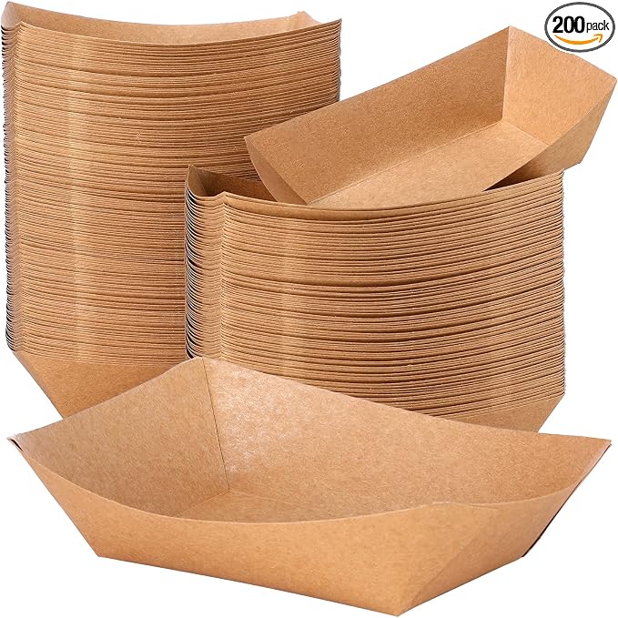 Sherr 200 Pcs 5 lb Kraft Paper Food Trays Boats Bulk, Disposable Nacho Kraft by Sherr