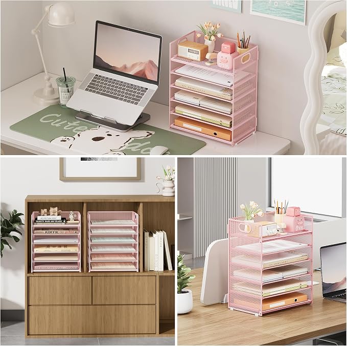 Subekyu 6-Tier Desk Paper Organizer, Desktop File Letter Tray - Image 3