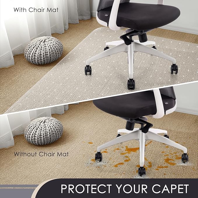 Kuyal Office Chair Mat for Carpet, 32x55 Clear Heavy Duty Computer Chair Mat - Image 2