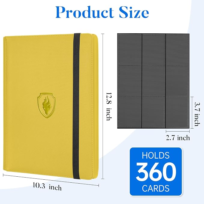 Premium 9 Pocket Card Binder for 360 Cards, Fabmaker PU Cover Trading Card - Image 6