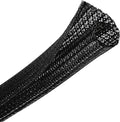 25ft - 1/2 inch Braided Cable Management Sleeve Cord Protector - Self-Wrapping by CrocSee