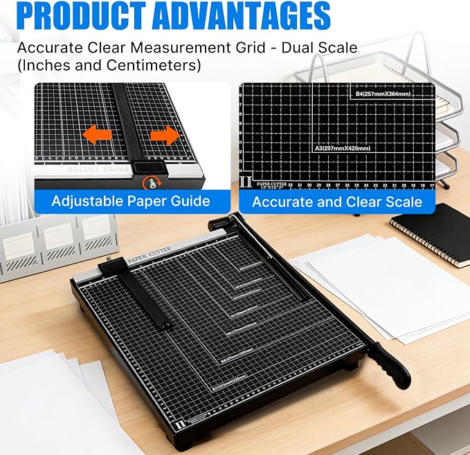 Paper Cutter, Guillotine Paper Trimmer Cutter - Image 4