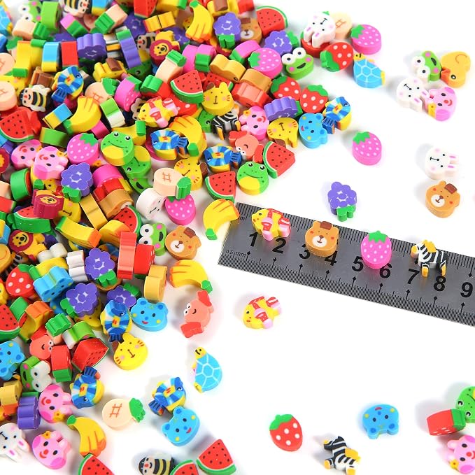 1000 Pieces Mini Erasers for Kids, Bulk Small Animal Fruit Pencil Erasers - Image 2