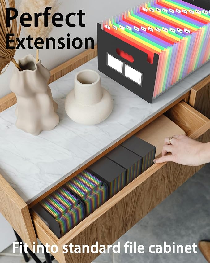 Accordion File Organizer, 2 Pack 24 Pockets Expanding File Folders, Portable - Image 5