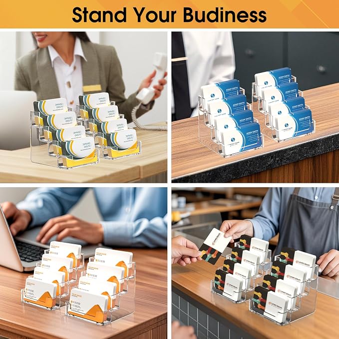 MaxGear Acrylic Business Card Holder, 320 Cards Capacity, 4 Pocket, 2 Pack | - Image 7