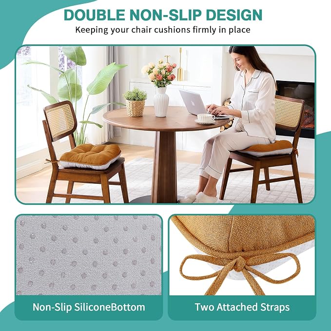 BETU Chair Cushions for Dining Chairs Set of 6, 3.5" Thick Kitchen Table Chair - Image 2