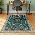 3'x4' Teal Office Chair Mat for Hardwood Floors, Insect Boho Design, Non-Slip by JTJ