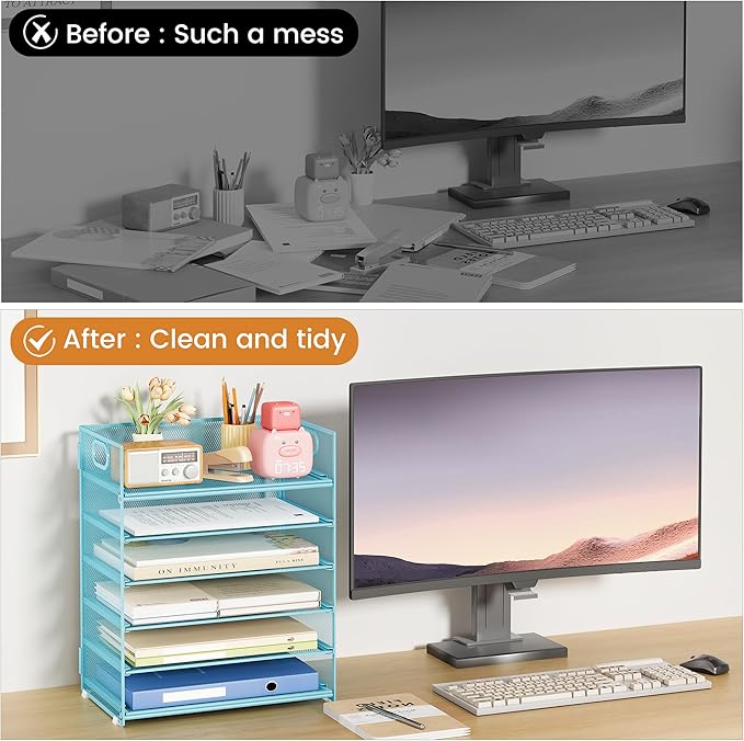 Subekyu 6 Tier Office File Paper Desk Tray Organizer - Image 2