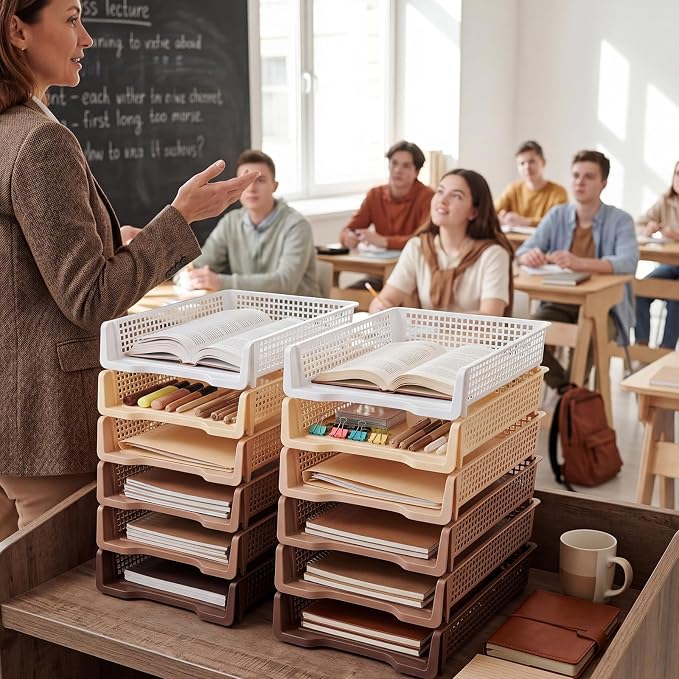 Geetery Set of 12 Turn in Trays Classroom Plastic Trays - Image 6